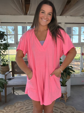 Nola Neon Romper - PINK
