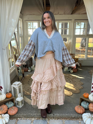The Western Boho Ruffle Maxi Skirt