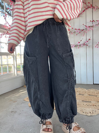 The Heidi Barrel Joggers - BLACK