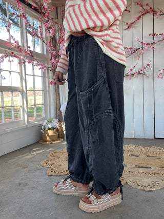 The Heidi Barrel Joggers - BLACK
