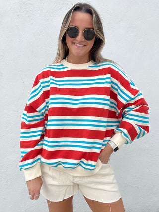 Striped Terry Oversized Sweateshirt