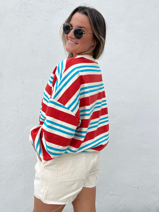 Striped Terry Oversized Sweateshirt