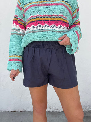 Lenny Linen Shorts - NAVY