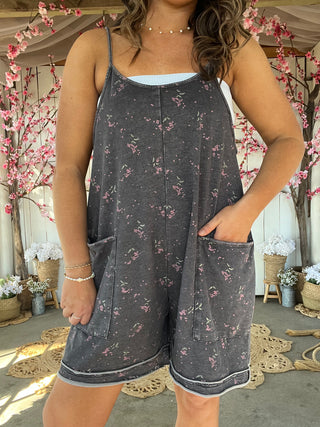The Meadow Floral Romper - CHARCOAL