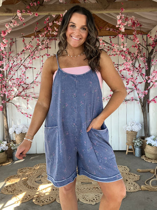 The Meadow Floral Romper - BLUE