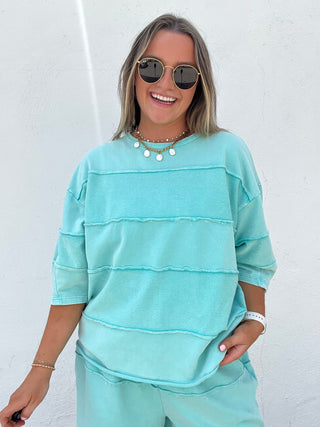 Ocean Blue Terry Top