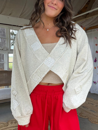 The Criss Cross Peace Pullover - OATMEAL