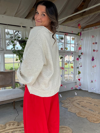 The Criss Cross Peace Pullover - OATMEAL