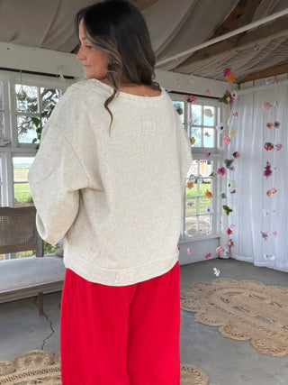 The Criss Cross Peace Pullover - OATMEAL