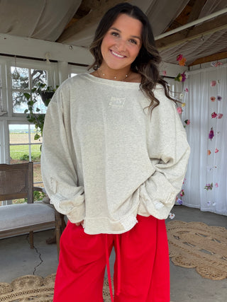 The Criss Cross Peace Pullover - OATMEAL