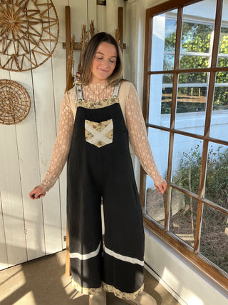 The Vintage Charcoal Floral Romper