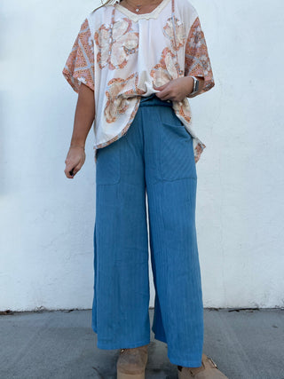 Turkish Blue Wide Leg Pants