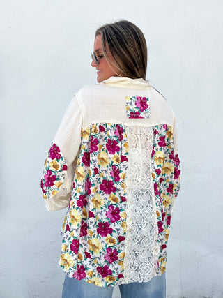 Luna Petal Top - CREAM/MULTI