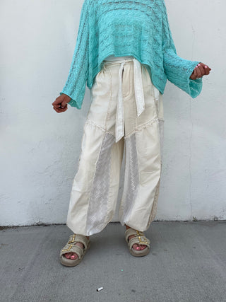 Creamy Boho Floral Joggers