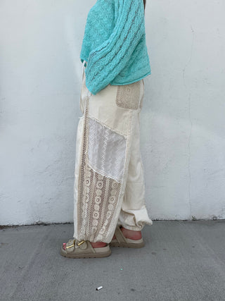 Creamy Boho Floral Joggers