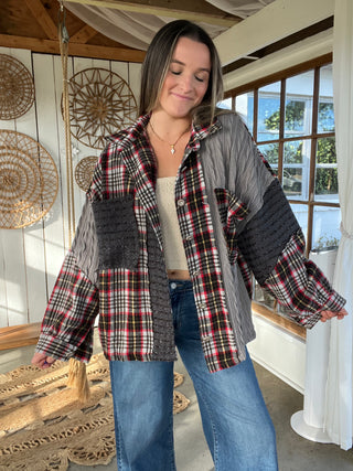 The Mix Media Plaid Shacket (can not restock)