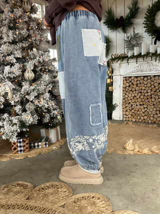 The Wildflower Walks Joggers - DENIM