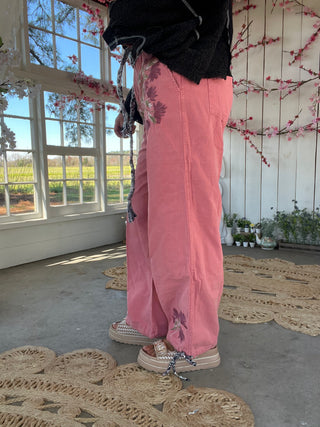 The Coral Braided Breeze Embroidered Pants