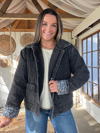 Black Denim Paisley Jacket