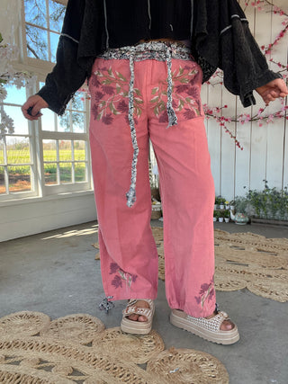 The Coral Braided Breeze Embroidered Pants