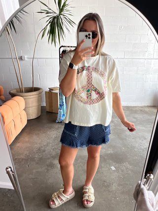 Patchwork Floral Peace Tee