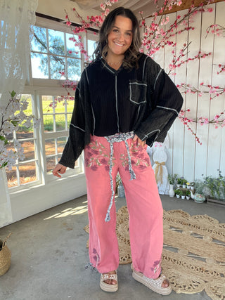 The Coral Braided Breeze Embroidered Pants