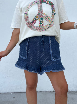Berry Buckle Frayed Hem Shorts
