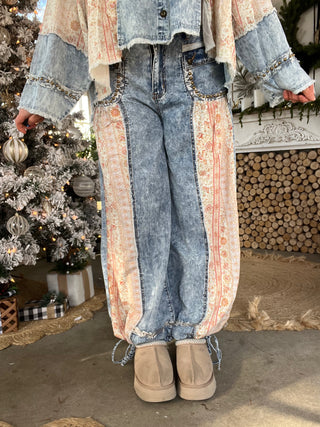 The Fall Bloom Waffle Pants - DENIM