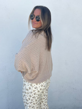 Buttercup Bliss Knit Henley - TAUPE