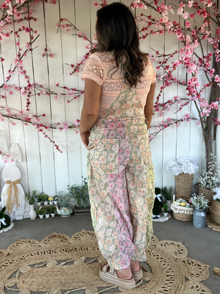 The Oasis Floral Overalls - PINK/GREEN