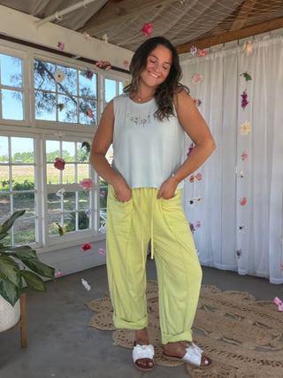 The Annie Barrel Pants - LIME