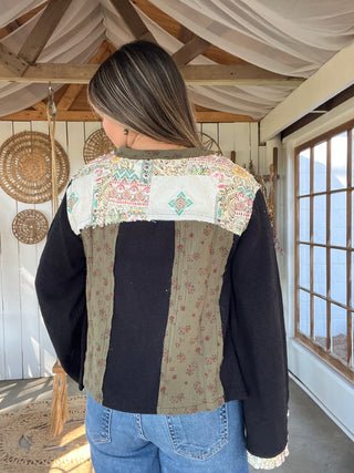 The Petal Season Long Sleeve Top - BLACK