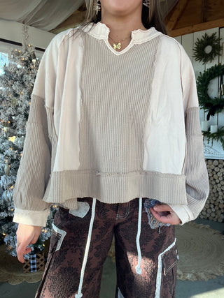 Lillian Waffle Knit Top - CARMEL