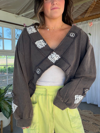 The Criss Cross Peace Pullover - OLIVE
