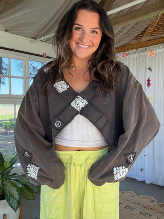 The Criss Cross Peace Pullover - OLIVE