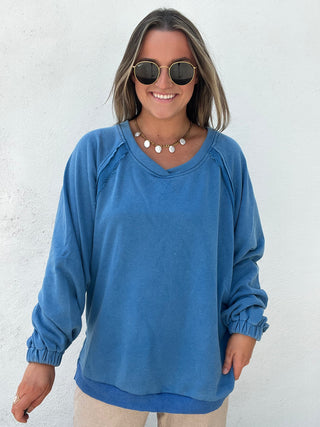 The Go To Criss Cross Pullover - BLUE