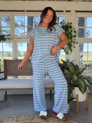 The Beach Day Striped Set - BLUE/BLUE