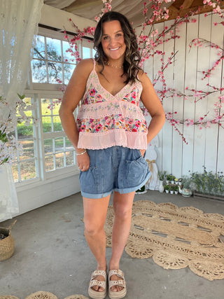 Coastal Garden Floral Tank -  PINK