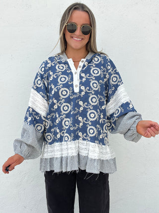 Bleu Belle Ruffle Top