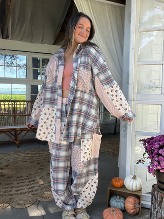 Falling For Plaid Peace Joggers