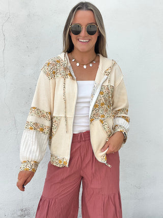 Flower Mode Waffle Zip Up