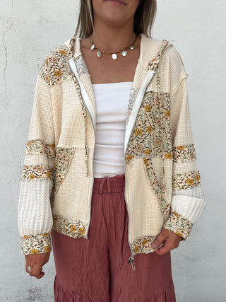 Flower Mode Waffle Zip Up