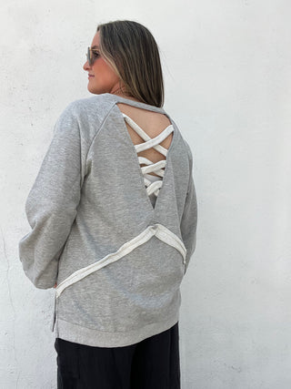 The Go To Criss Cross Pullover - GREY