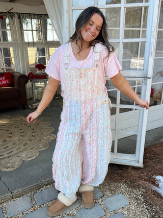 The Oasis Floral Overalls - BLUE/PINK
