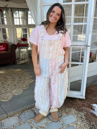 The Oasis Floral Overalls - BLUE/PINK PREORDER BEG OF JUNE