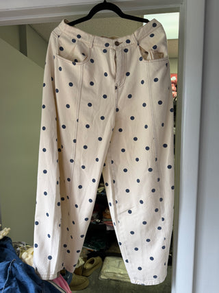 polly dot barrel jeans navy