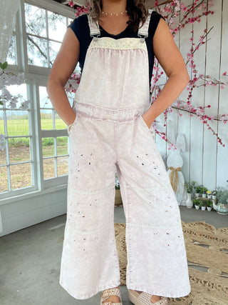 The Ocean Whisper Eyelet Overalls