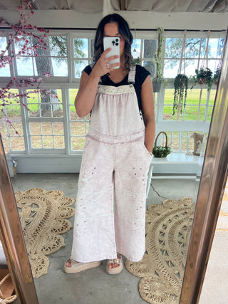 The Ocean Whisper Eyelet Overalls