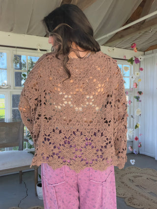 The Veronica Crochet Top - TAUPE