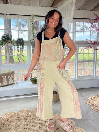 Dream In Color Patch Overalls - MATCHA